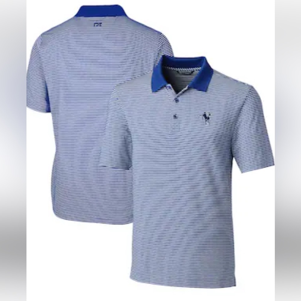 Cutter & Buck Navy and White Striped Polo. L